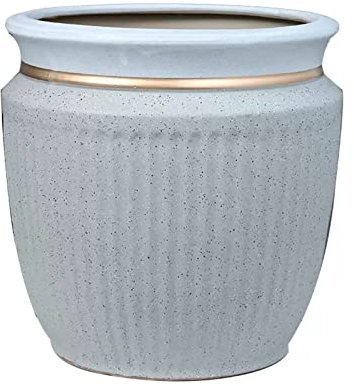Vasi da fiori in ceramica con drenaggio, per esterni e interni, rotondi, vasi alti decorativi per piante, grandi contenitori per piante (39 cm, monocolore)