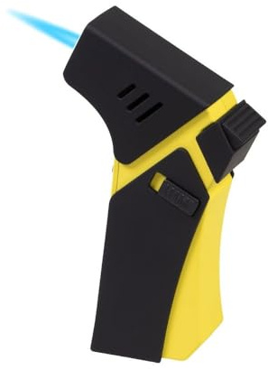 Passatore Jet Burner Grand Prix Tisch-Feuerzeug gelb-schwarz, Blaue Jetflamme, nachfüllbar