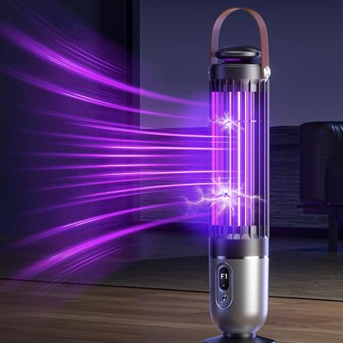 FanFuGuo® Mata Mosquitos Electrico Recargable, Lampara Antimosquitos Electrico, Luz UV y luz Nocturna 2 en 1 con Sensor Crepuscular, Trampa Mosquitos para Dormitorio、Cocina、Jardín、Oficina、Camping