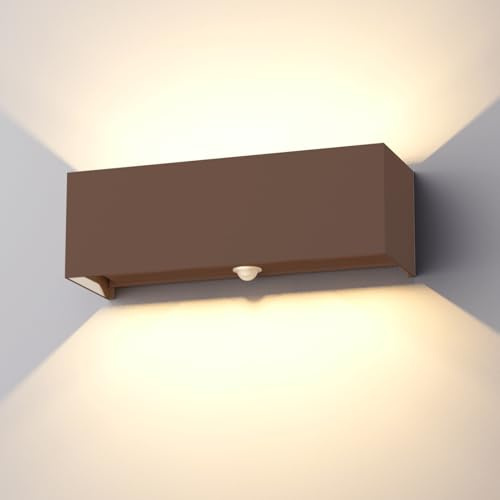 Klighten 30W Aussenlampe Außenlampe mit Bewegungsmelder,Rostrot,2700K | Außenwandleuchte mit bewegungsmelder Einstellbarer Lichtstrahl,Led Wandleuchte Außen/Innen für Garten,IP65