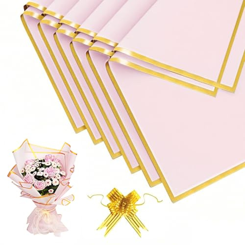 20 Blatt Blumenstrauß Geschenkpapier(Rosa,58x58cm),Blumenstrauß Papier,Blumen Verpackungspapier,Blumenpapier für Geschenkverpackungen, Blumen und Handwerk