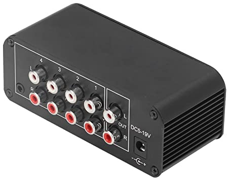 KIMISS Mixer Stereo a Basso Rumore Ultra a Basso Canale 4 Mixer Stereo in Ingresso e Output Mini con Controlli di Volume Separati per le Cuffie - Ideali per il Sub -mixing Senza Potere