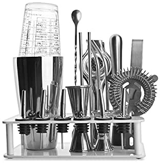 BOSHYUM Shaker per Cocktail, Set da Barman, Mixer per Martini in Acciaio Inox, pestello, Cucchiaio per mescolare, Jigger, Set di Utensili da Bar