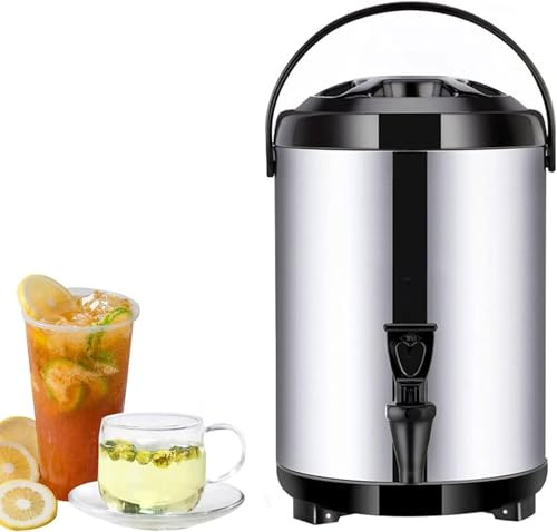 thermos, distributore di bevande in acciaio inossidabile con rubinetto, mantiene la temperatura (calda o fredda) fino a 10-12 ore, ideale per preparare tè, caffè e latte caldo, (Nero, 8L)