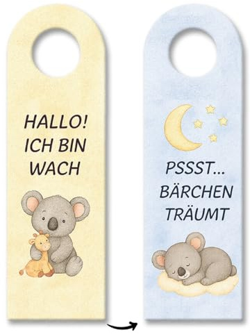 Koala Ich bin wach Bärchen träumt Türhänger fürs Kinderzimmer Lustiger Kinder Türanhänger mit Spruch