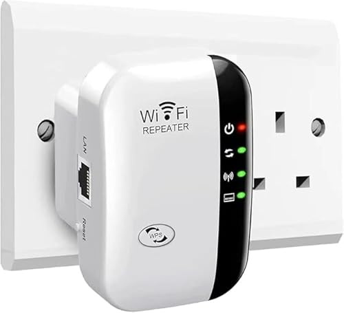 2026 Newest WiFi Extender, Covers Up to 3950 Sq.ft and 45 Devices, Internet Booster - with Ethernet Port, Quick Setup, Home Wireless Signal Booster, UK plug (White)