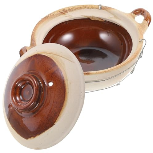 ERINGOGO Cacerola de Barro de 0,5l con Asa Única, Olla Pequeña para Cocinar y Guisar, Utensilio Doméstico de Cerámica para Cocina Casera, Adecuado para Arroz, Estofados y Estilo Aleatorio