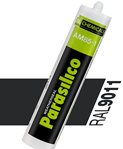 Profi Silikon Parasilico 310ml Kartusche Dichtstoff Sanitär, Küchenbereich, Innen-und Außen Bausilikon, Große Farbauswahl (schwarz)