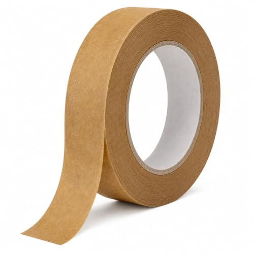 indigo® Premium Brown Framers Tape - Self Adhesive Picture Framing Masking Backing Packaging Tape (1 x 24mm x 50m)