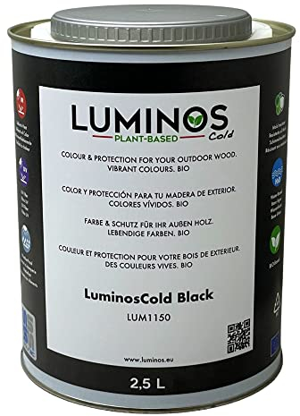 Luminos Cold LUM1150 - BLACK - Vernice Bio all'acqua protettiva per legno esterno riflettente IR - Nero 2,5L