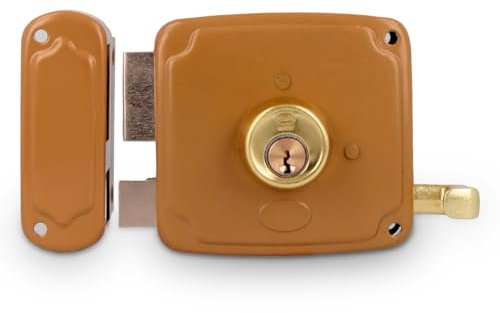 Amig - Serratura a Incasso Sinistra | Acciaio Dorato | Include 3 Chiavi e Viti | Resistente a Ruggine e Corrosione | Per Porte in Legno di Ingresso o Passaggio, Multicolore, 72U-100