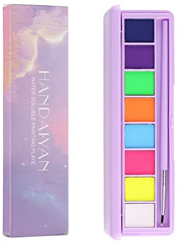 Mysense Wasseraktivierte Eyeliner-Palette, Gesichtsfarbe, fluoreszierend, leuchtend, Regenbogenfarben, Körperfarbe, Make-up, matte und UV-Farben, grafischer Eyeliner, mit Eyeliner-Pinsel 01