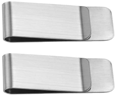 IRYNA Money Clips 2 Pcs Silver Money Clips Money Holder Cash Clip, Minimalist Wallet Money Clip and Credit Card Holder Bill Clip Note Holder for Men Super Slim and Durable