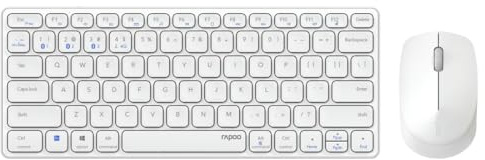 Rapoo Kabellose Tastatur, Multi-Modus, wiederaufladbar, Blade 9600 m (Set Tastatur + Maus, wiederaufladbare AZERTY-Tastatur, Maus 3 Tasten, Bluetooth + WiFi, ideal für PC, Laptop, Mac) Weiß