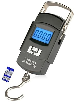 LUXIAR Portable Digital Luggage Scale, LCD Display Electronic Scale, Lightweight Fishing Scale, Travel Luggage Handheld Weighing Scale, 110lb/50KG Suitcase Scale