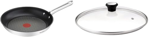 Tefal Duetto Pfanne A70408 | 32 cm | leichte Reinigung & Glasdeckel 32 cm, Edelstahlfassung, Spülmaschinenfest, Dampfventil, Thermokunststoffgriff, 28097912