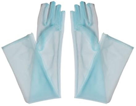 BEALIFE Guantes de boda transparentes, ligeros y transpirables, gasa de tul, guantes para vestido de novia, guantes transparentes, Etc. Faldas, Cielo azul, 55cm