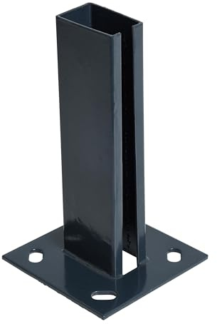 ESTEXO Aufschraubhülse Pfostenträger Pfostenschuh 40x60 mm Doppelstabmatten Zaun Pfosten Bodenplatte RAL 7016