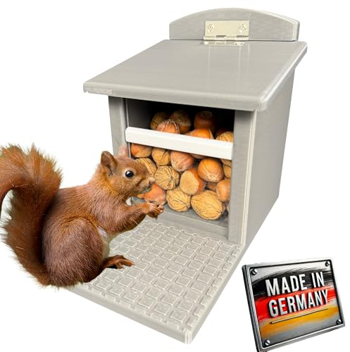 Mangiatoia per scoiattolo, assolutamente resistente alle intemperie, adatta agli animali, molto durevole e robusto (completamente grigio)
