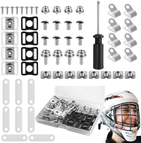 Hockeyhjälm reparationssats, hjälm underhållsverktyg, ersättningsskruv delar kit, hjälm hårdvarusats, klämmor och skruvar, fotbollshjälm reparationssats, sporthjälm reparation, 57 x hjälm delar kit