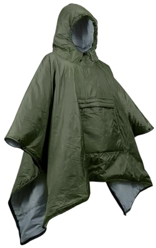 Camping Sleeping Bag, Cloak Cape Camping Wearable Warm Blanket, Portable Windproof Outdoor Stadium Blanket Hooded, Cold Weather Survival Equipment for Hiking Winter Travel Outdoor Sport Fishing Picnic