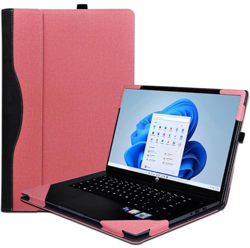HP Envy x360 15,6 tum 15,6 tum 15-fe/fh/ew/ey och för Pavilion x360 Convertible 15-er 15t-dw Sleeve, skyddande PU-läderfodral för notebook PC pennväska (rosa)