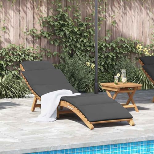 Frdhee Lettino da giardino, da campeggio, da spiaggia, grigio scuro, 188 x 55 x 59 cm, in legno massiccio teak, per spiaggia, giardino, terrazza, leggero e facile da trasportare