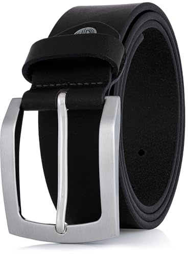 LINDENMANN Leder-Gürtel Herren 40 mm breit, Gürtel Herren Vollrindleder schwarz