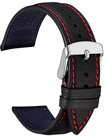 WOCCI Nubuk Leder Uhrenarmbänder mit Edelstahlschnalle, Ersatzbänder 14 mm 18 mm 20 mm 22 mm
