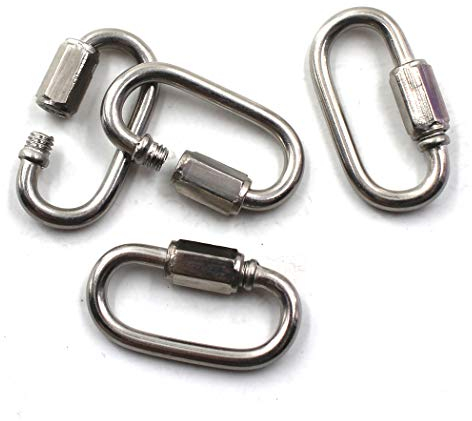 M8 Lock Quick Link Chain Connector 304 Stainless Steel Screw Lock Carabiner Pack Of 4