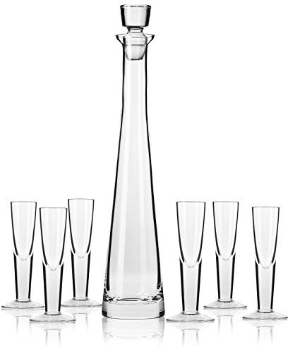 alsastyle Service à Liqueur 1 Carafe + 6 Verres en cristallin sans Plomb - soufflé Bouche - Collection Empire