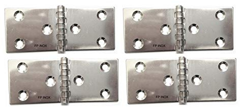 Bisagra rectangular 100 x 40 mm, grosor 1,5 mm, acero inoxidable A2 (4 unidades)