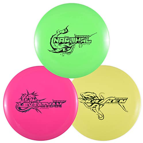 Divergent Discs 3-Disc Anfänger Disc Golf Starter Set | Putter, Mitteltöner und Driver Disc | Max Grip Set für Anfänger