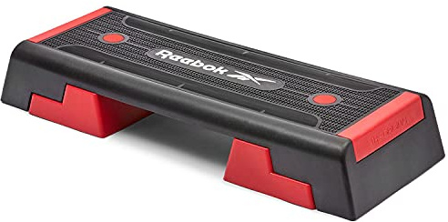 Reebok Fitness Multipurpose Adjustable Aerobic and Strength Training Workout Step Platform for HIIT, Cardio, and General Sessions, Red