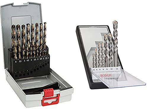 Bosch Professional 19tlg. Metallbohrer-Set HSS-Cobalt ProBox + Rundschaftbohrer 7 tlg. Silver Percussion Bohrer Set