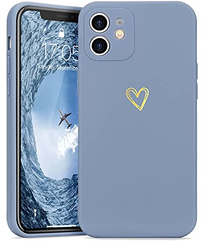 Lafunda Handyhülle Kompatibel mit iPhone 12 Mädchen Hülle | Ultra Dünn Silikonhülle süß Liebesherz Schutzhülle stoßfest Case Bumper Back Cover mit Fallschutz für iPhone 12 Blau