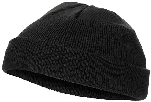 blntackle76 Rollmütze schwarz,grün, Olive,grau extra kurz, Docker one Size Beanie Short Flat Trawler (80% Acryl und 20% Spandex., schwarz)