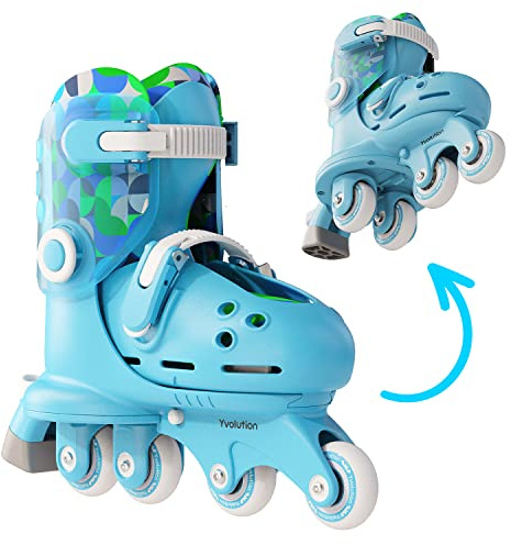 Yvolution Pattini a rotelle per bambini 2 in 1, comodi pattini in linea per bambini, taglia regolabile, ragazzi e ragazze, adatti per interni ed esterni (blue)