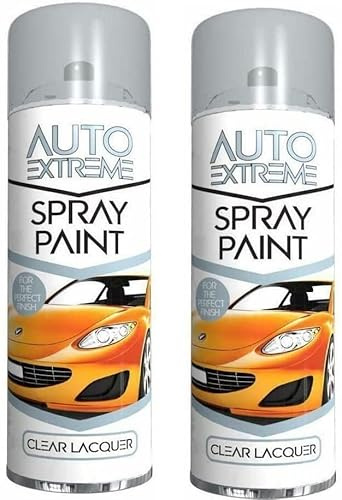 PEBBLE HUG 2x 250 ml Clear Lacquer Spray Paint Aerosol Auto Car Van Bike Restore Metal Fast Drying & High Glossy Protective Coating, Easy To Use