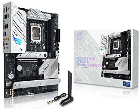 AUS ROG Strix B760-A Gaming WiFi D4 Mainboard Sockel Intel LGA 1700 (Intel B760, ATX, DDR4 Speicher, PCIe 5.0, WiFi 6E, 3x PCIe 4.0 M.2, Aura Sync) weiß