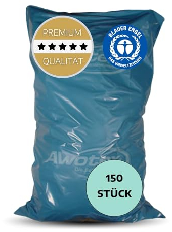 AWOTEX 150 Müllsäcke blau 240 L in 650 x 350 x 1350 mm I reißfeste Müllsäcke Typ 100 I starke Müllbeutel für Baustelle 65 µ I blaue Müllsäcke groß aus LDPE Regenerat I Baustellen Zubehör
