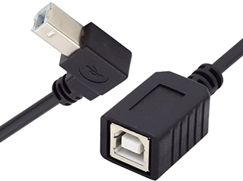 CY Verlängerungskabel USB 2.0 Typ B Stecker zu Buchse mit 90 Grad absteigendem Winkel 20 cm für Druckerscanner