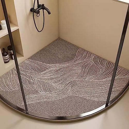 Duschmatte Dreieckig, Duschmatte Dreieckig für Eckdusche, Komfortabel Duschmatte Rutschfest Halbrund, PVC-Luffa Badematte Halbrund mit AblauflöChern Sicherheits, Schnell Trocknend,D,65x65cm(26x26inch)