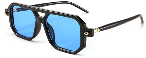 FEISEDY Retro 70er Jahre Sonnebrille Flache Quadratische Brille B2622 | für Damen Herren, UV400 Schutz