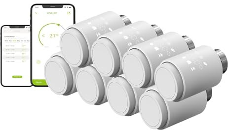 Qiumi Actionneur de radiateur WiFi intelligent - Programmable directement, thermostatique - Compatible avec Alexa Googlehome - Aucune passerelle nécessaire