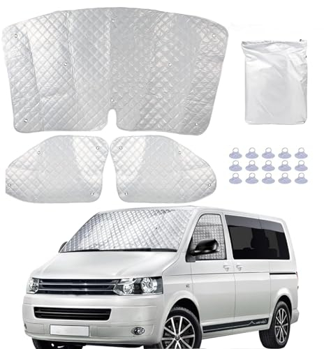 Thermomatte Fahrerhaus passend für VW T5 & T6,Kamanan Thermomatten VW T5 T6, Sonnenschutz Auto Frontscheibe,Interne Auto Sonnenblende Frontscheibenabdeckung,Sonnenschutz Windschutzscheiben Matte
