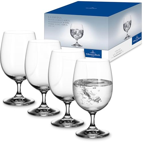 Villeroy & Boch La Divina Wasserkelch-Set 12-teilig, 330 ml, Klassische Wassergläser mit Stiel, Trinkgläser, Kristallglas