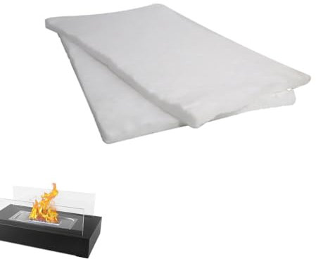 2 Pezzi Lana di Ceramica per Camino Etanolo, 300 × 200 x 50 mm Accessori per Biocamino, Caminetto Spugna da Tavolo per Bruciatore a Bioetanolo