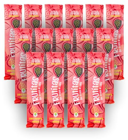 Frutitas Snack de Fruta Fresa, 100% Fruta, Sin Azúcar Añadido, Chuches Saludables para Niños, Snack Saludable para Merienda Escolar, Vegano, 15 Unidades