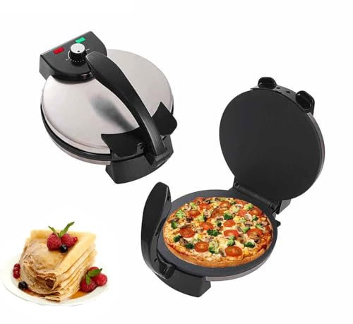 2000W Electric Corn Tortilla Maker, 12 Inch Portable Household Electric Baking Pan with Non-Stick Cooking Plates, Temperature Adjustable, for Rotis, Chapatis, Tortillas
